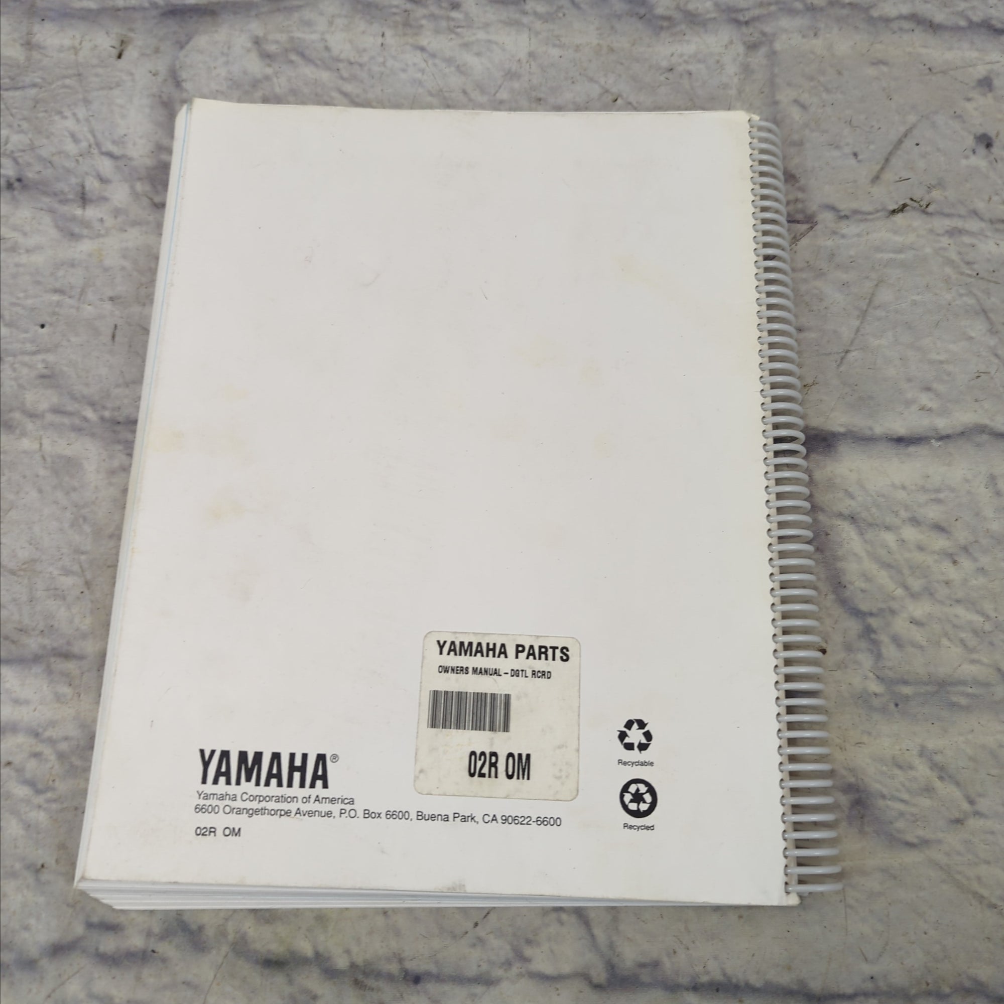 Yamaha o2R Digital Recording Console Owners Manual Book
