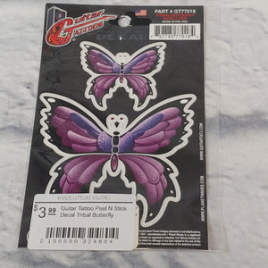 Guitar Tattoo Peel N Stick Decal Tribal Butterfly