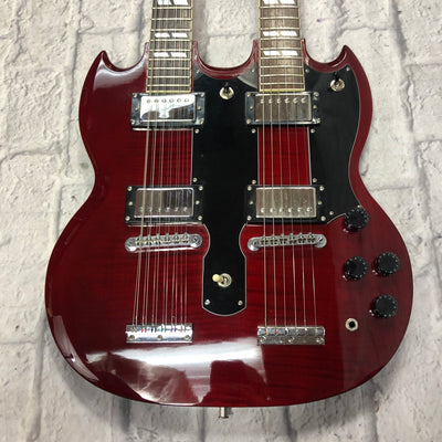 Epiphone G-1275 Cherry Double Neck SG with Hard Shell Case