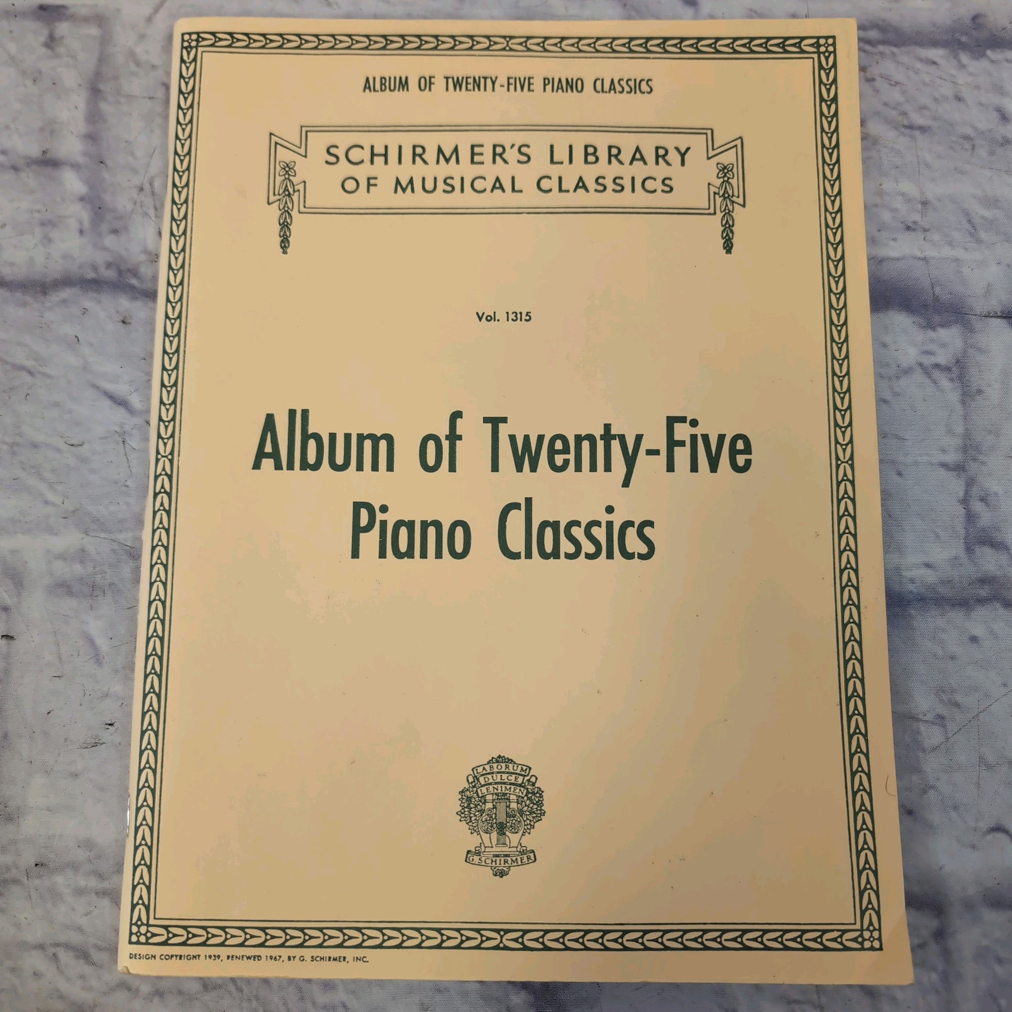 Schirmer's Library Album of Twenty-Five Piano Classics Vol. 1315