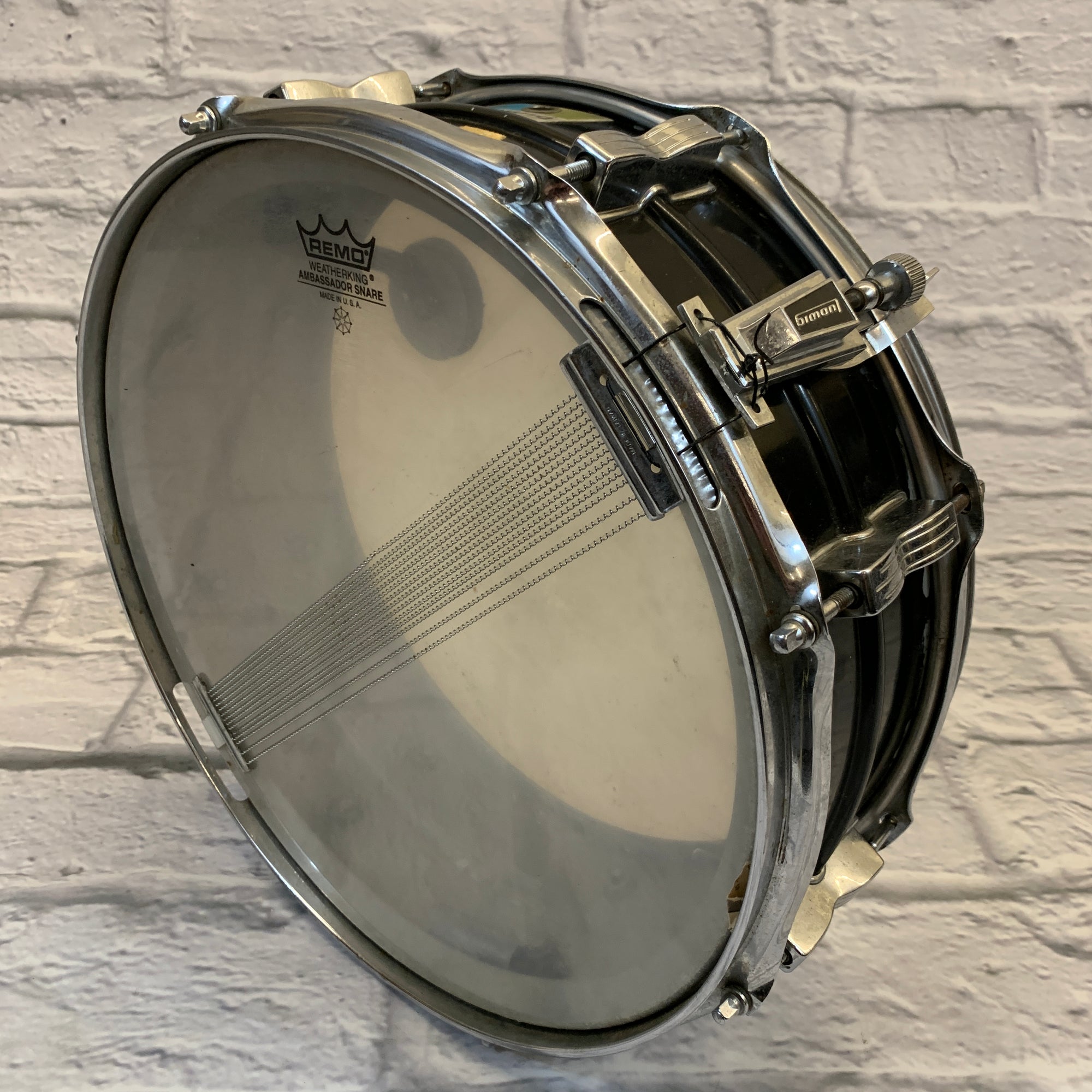 Vintage Ludwig Acrolite Blue Olive 1970's Snare Drum 5 X 14