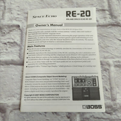 Boss RE-20 Space Echo Pedal NO POWER SUPPLY