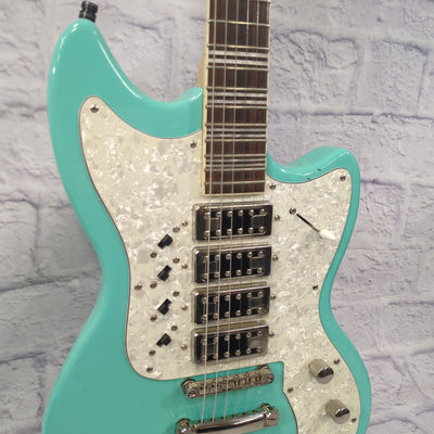 Hutchins Doodlebug Triple Mini Humbucker Surf Green Electric Guitar