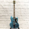Vintage VS6VGHB Reissue Series Double Cut with Vibrola Tailpiece Gun Hill Blue