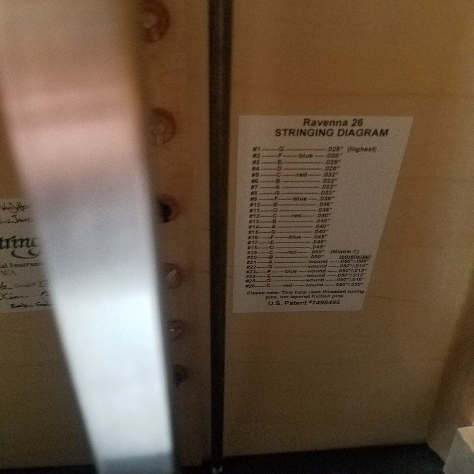 Dusty Strings Ravenna 26 Harp With Full Levers, Case and Stand