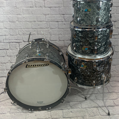 Vintage 70s Ludwig Black Diamond Pearl Drum Kit