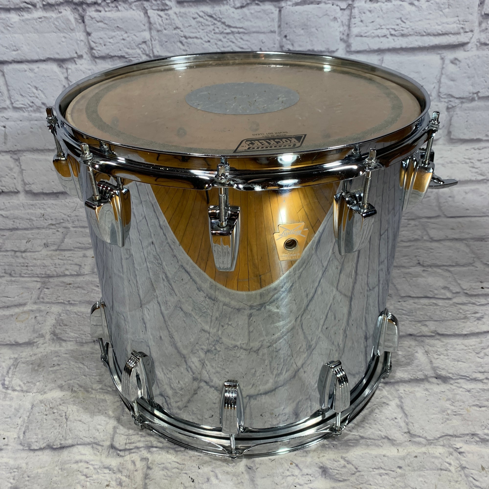 80s Ludwig Transition Badge Chrome over Wood Rack Tom