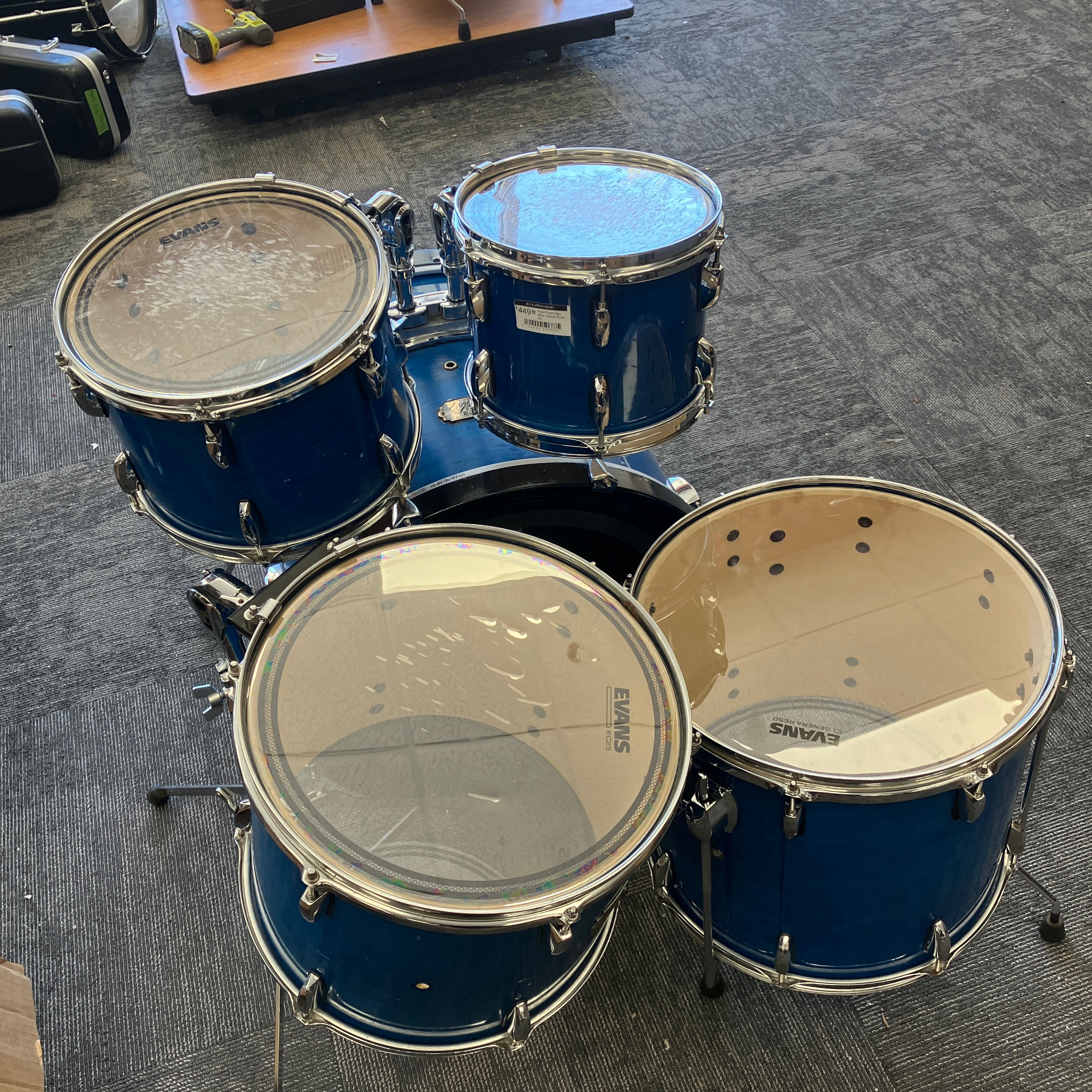Pearl Export 5pc Blue Lacquer Drum Kit - Evolution Music