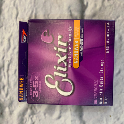 Elixir Nanoweb Medium 80/20 Bronze 13-56 Acoustic Guitar Strings