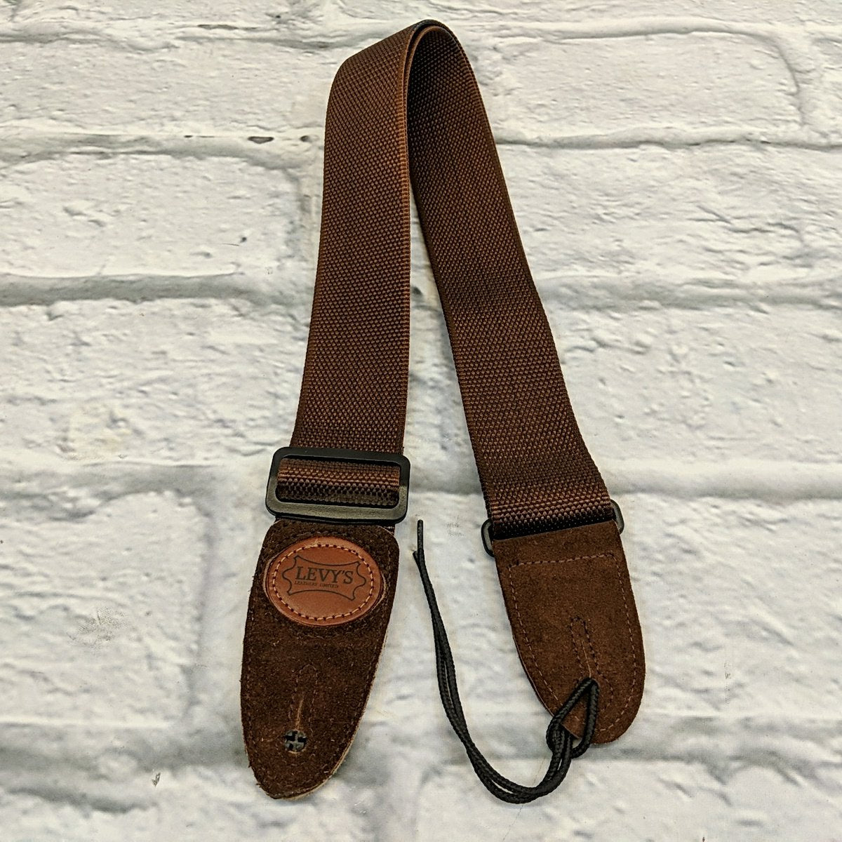 Levy's MSS8 Brown 2" Wide Soft-hand Polypropylene Guitar Strap with Brown Leather Ends