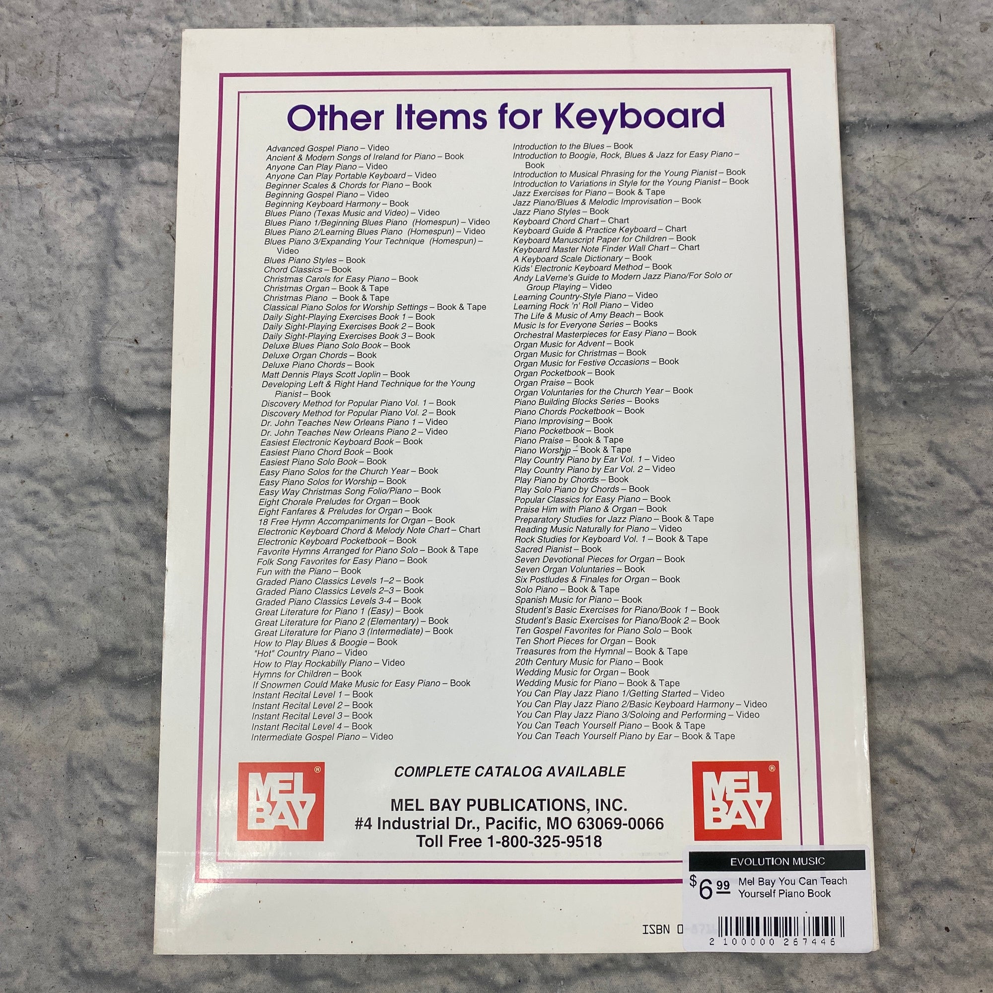 Mel Bay You Can Teach Yourself Piano Book