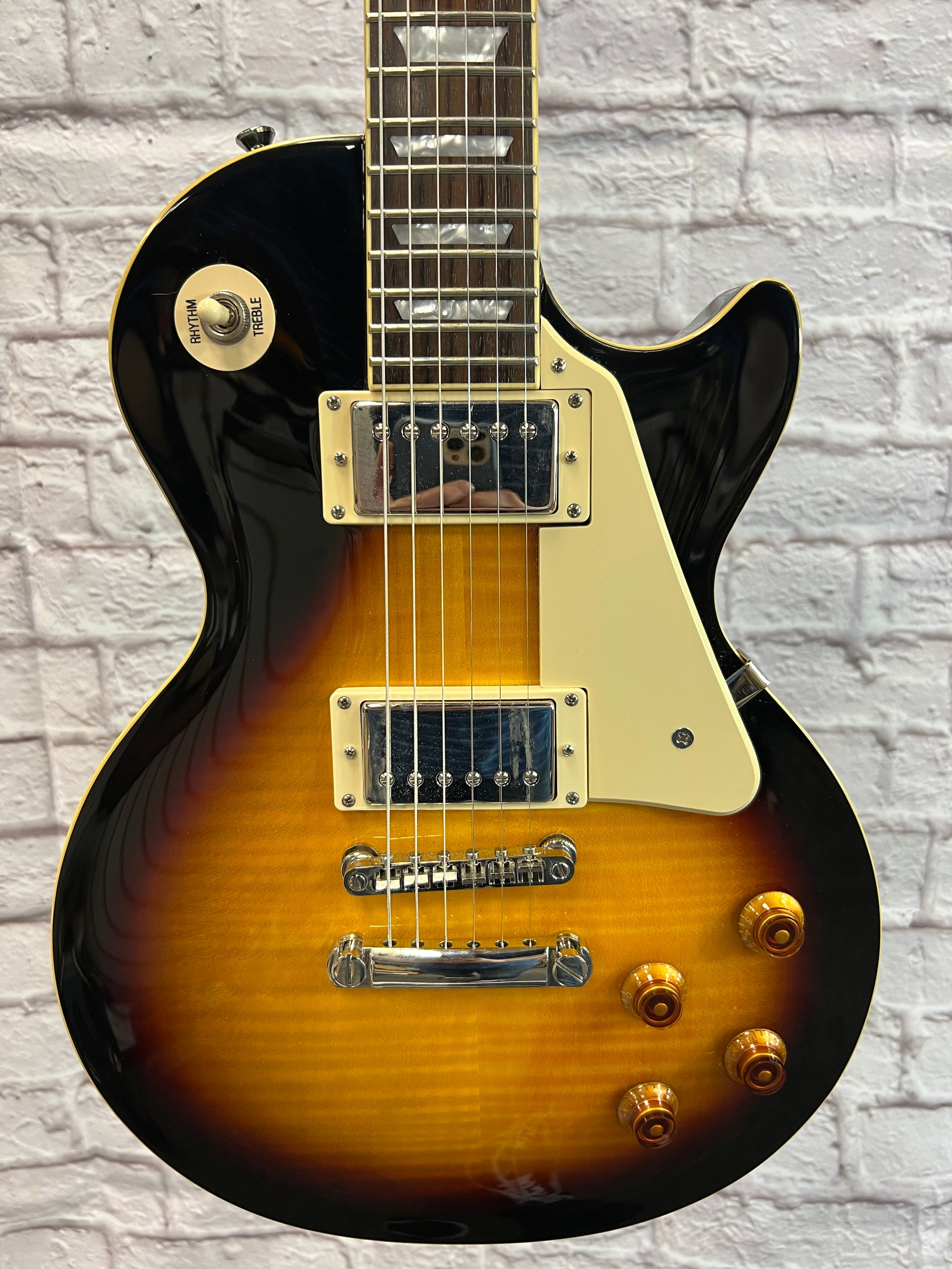 epiphone les paul standard plustop pro tobacco burst Plus Top PRO/FX style open book R9 headstock shape Epiphone Les Paul Standard 50s
