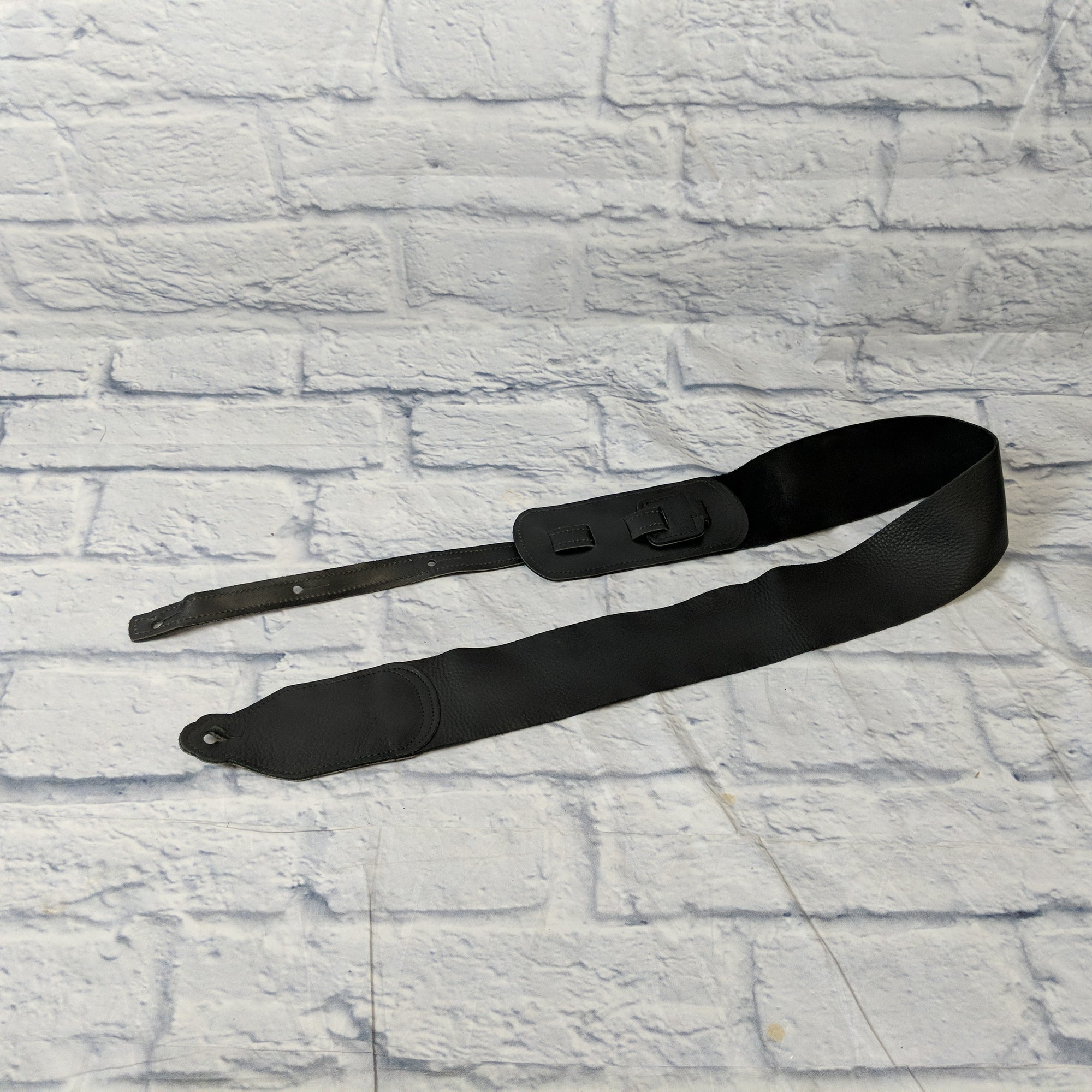 Long Hollow 71030 Premium 3" Black Leather Softy Guitar Strap Made in USA