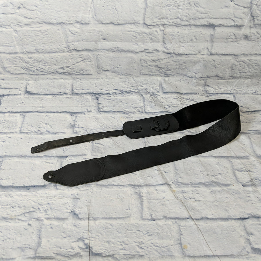 Long Hollow 71030 Premium 3" Black Leather Softy Guitar Strap Made in USA