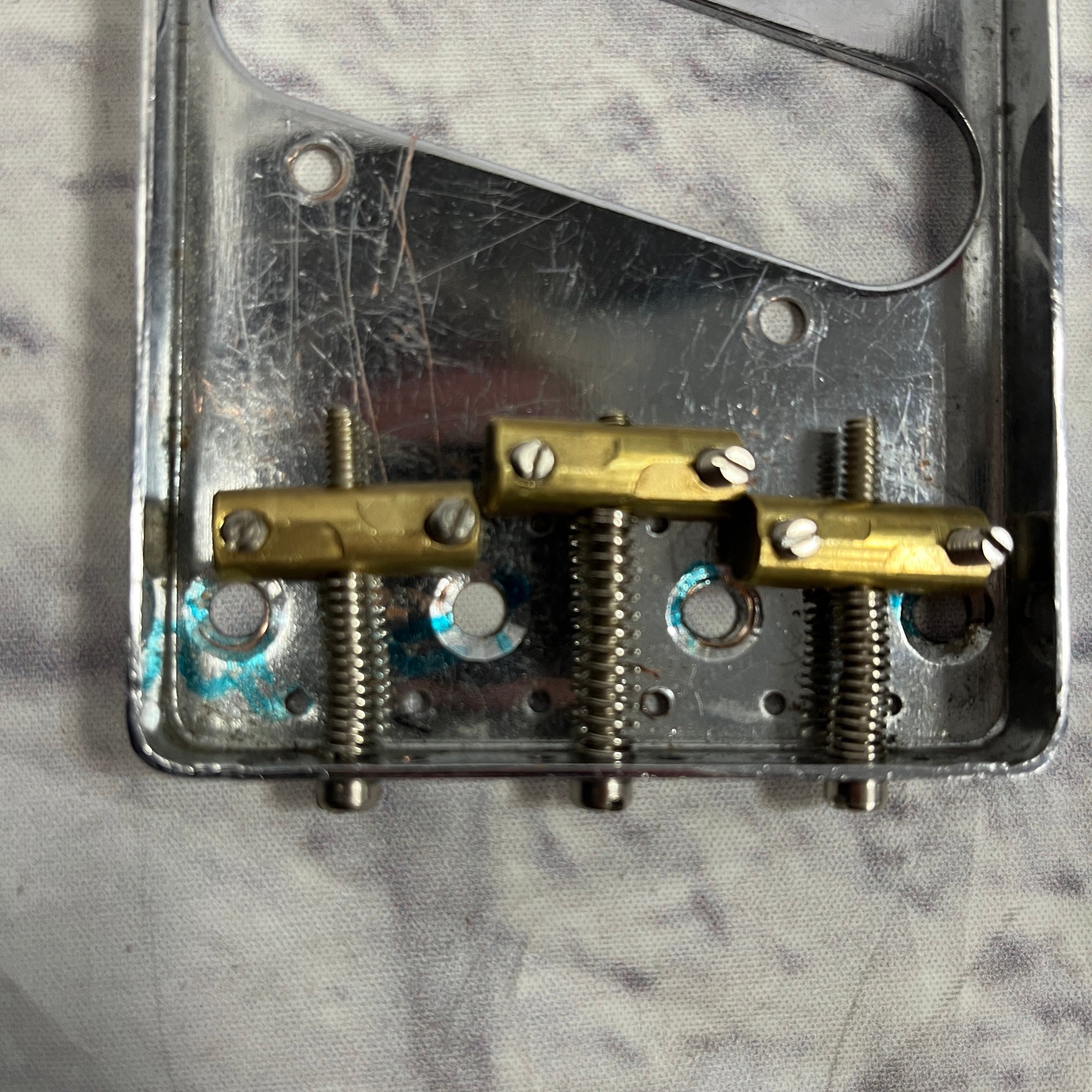 Unknown Telecaster Bridge with Compensated Brass Saddles