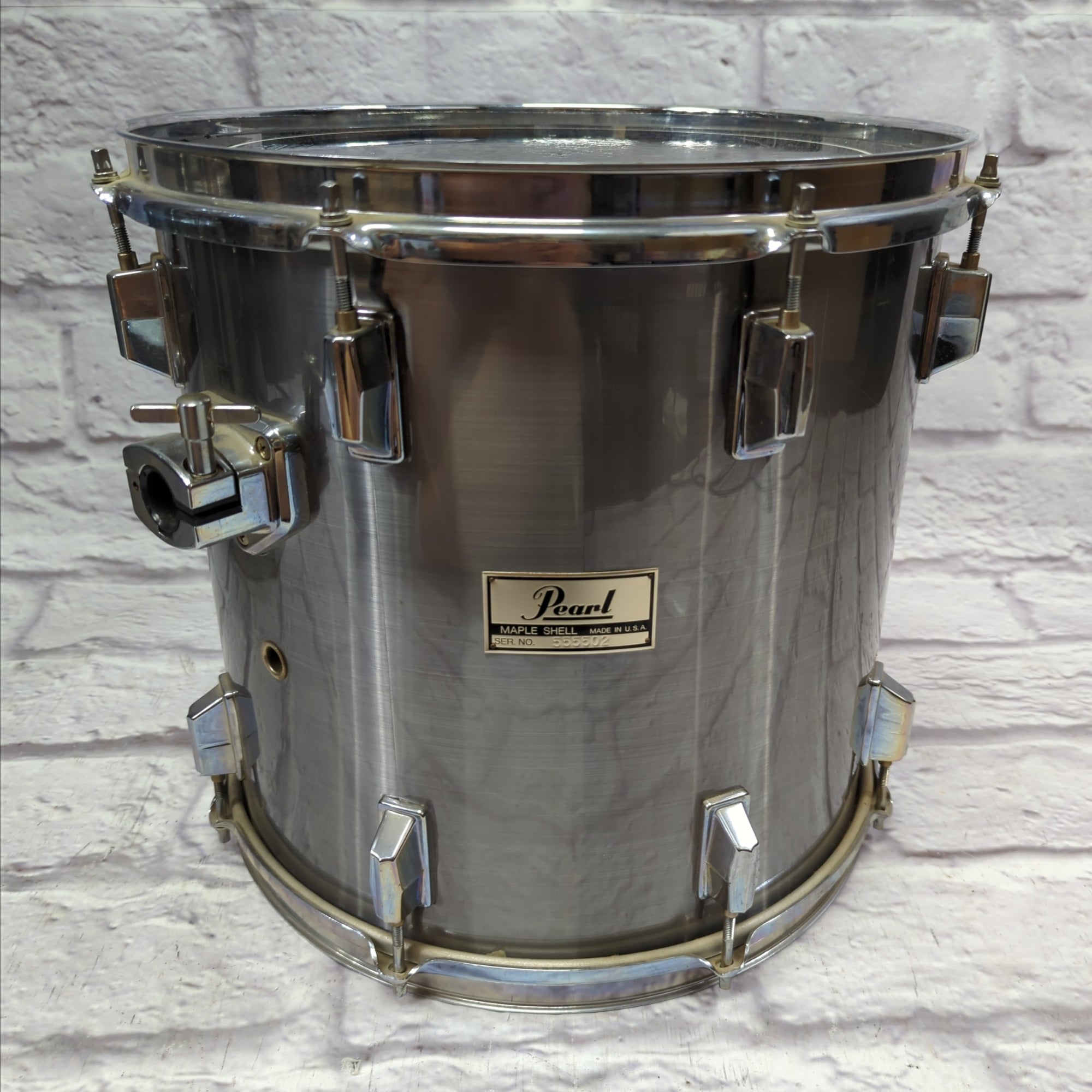 Pearl Maple Shell Made in USA 15x14 Tom Brushed Silver Metallic - Late 80s Early 90s