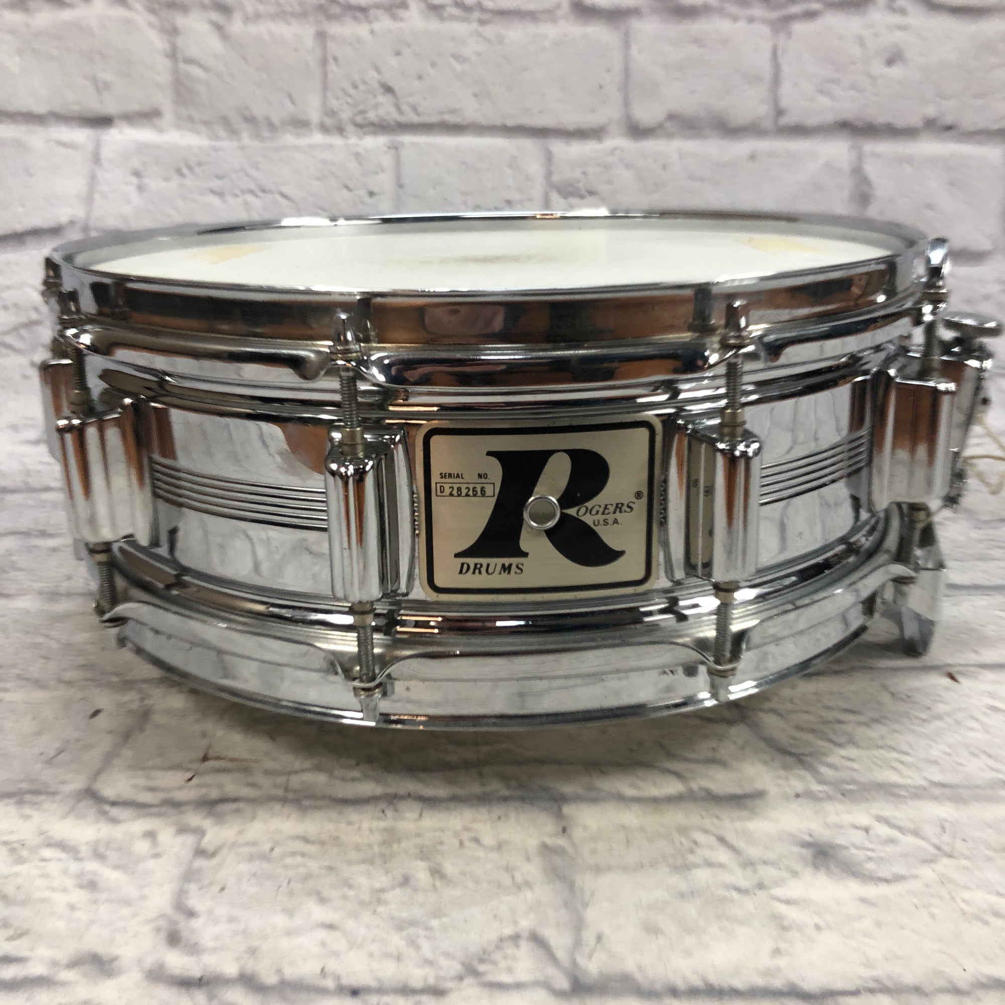 Vintage Rogers 14x5.5 Dynasonic Big R COB Snare Drum - Evolution Music