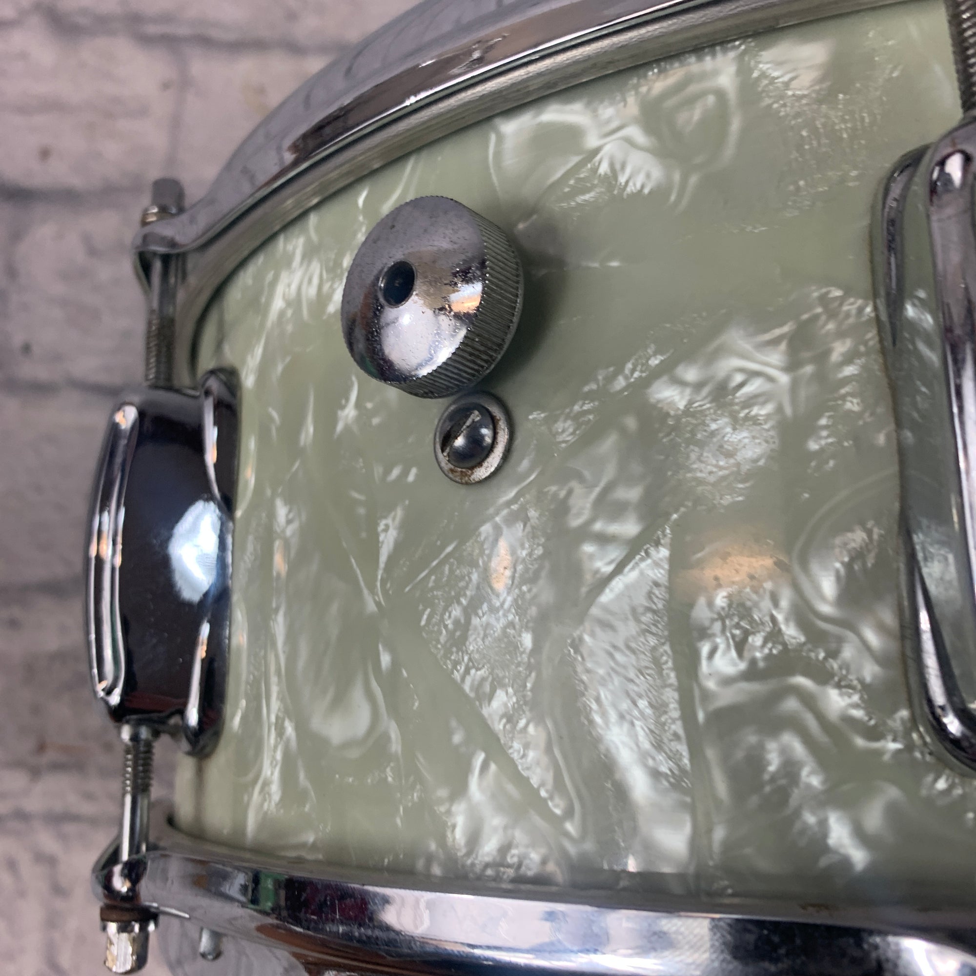 Vintage 1967 Slingerland Gene Krupa 14x5.5 Snare - White Marine Pearl