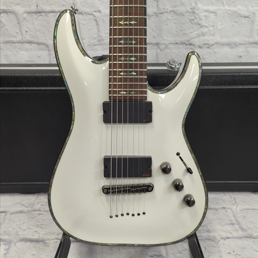 Schecter Hellraiser C-7 Electric Guitar - White w/ Gator Hardcase