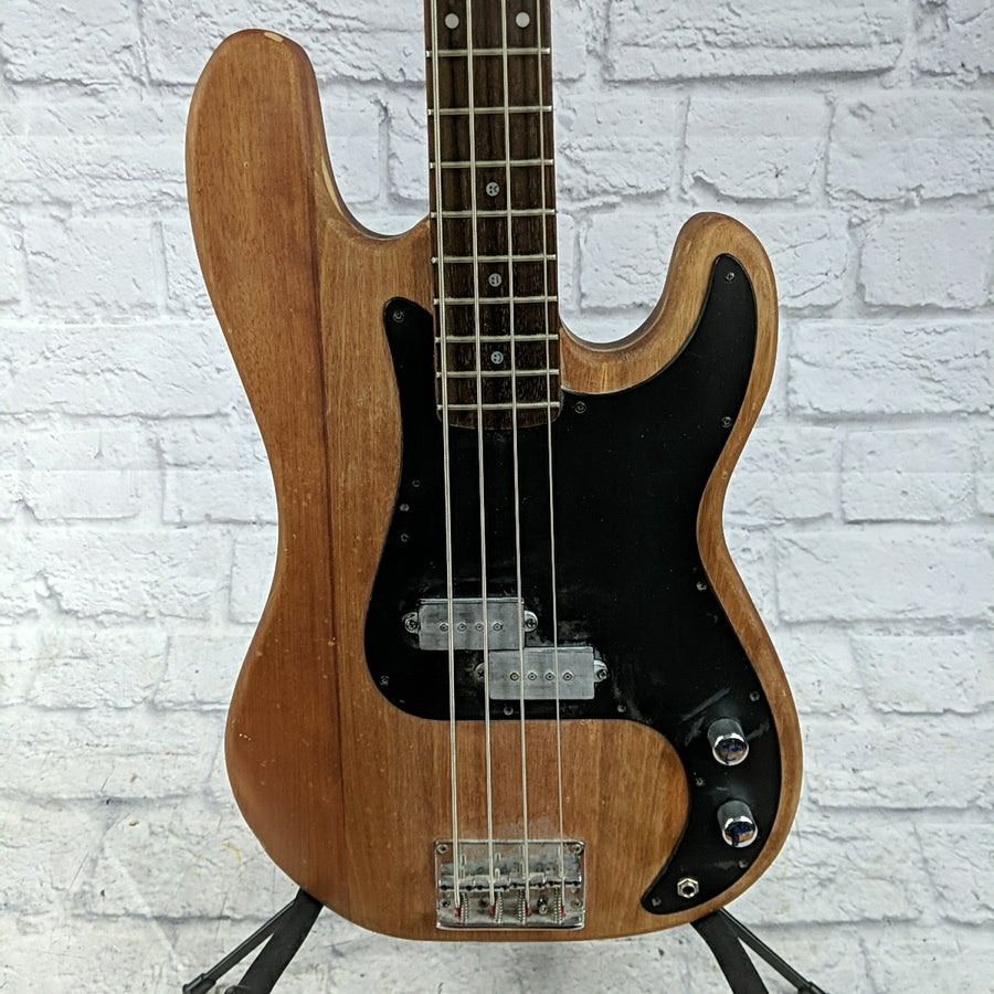 Silvertone Satin Wood Finish 4 String Electric Bass Guitar