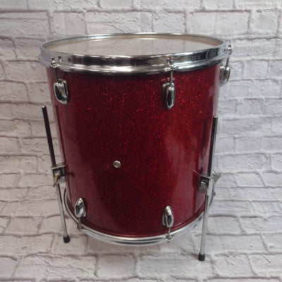 Unknown Vintage 1960s 16 Floor Tom Red Sparkle Made in Japan