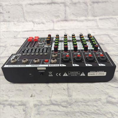 XTUGA EV6 Professional 6 Channel Audio Mixer w/ 16 DSP Effects,7-band EQ,Independent 48V Phantom Power Bluetooth Function USB Interface