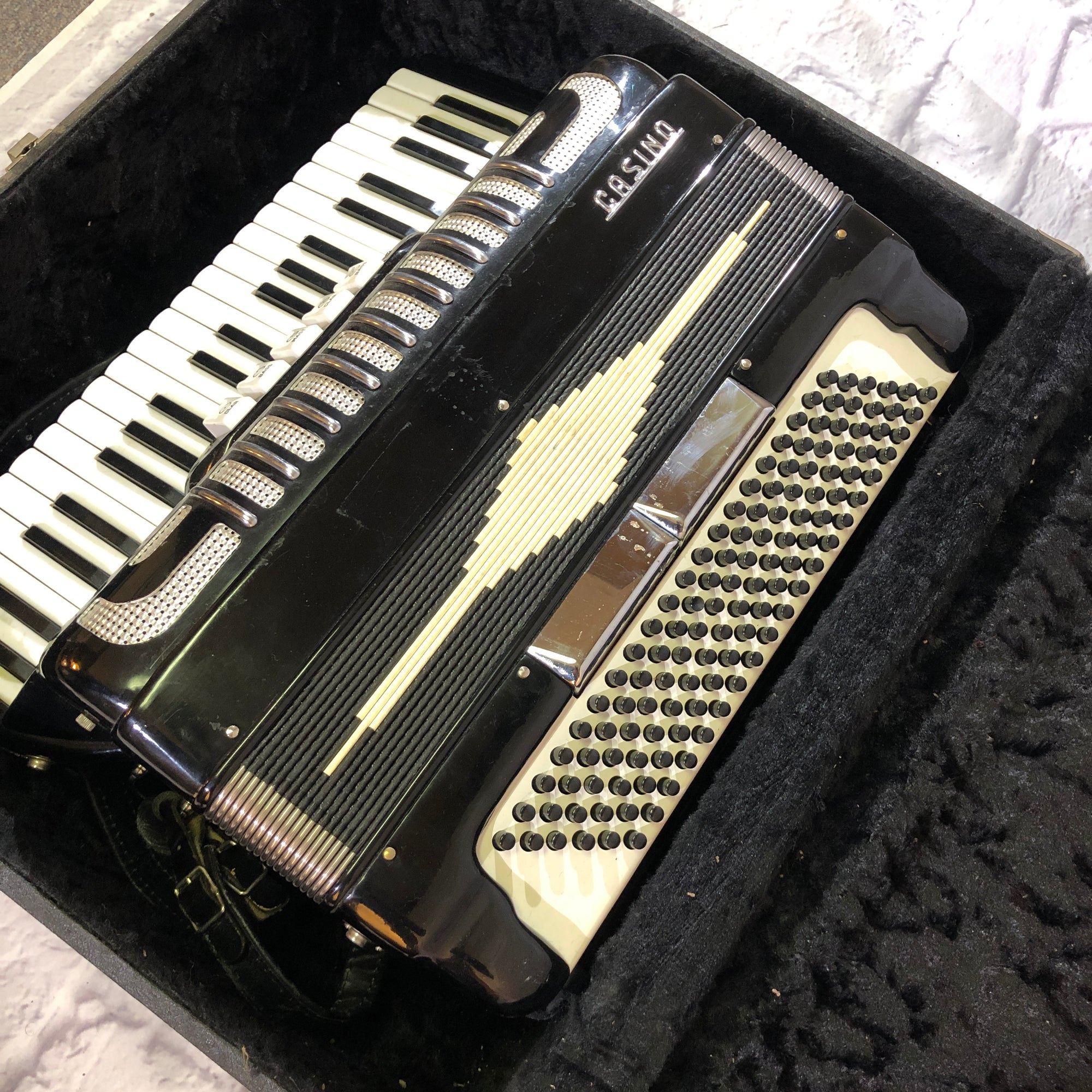 Vintage Casino Black Made In Italy Accordion with Case