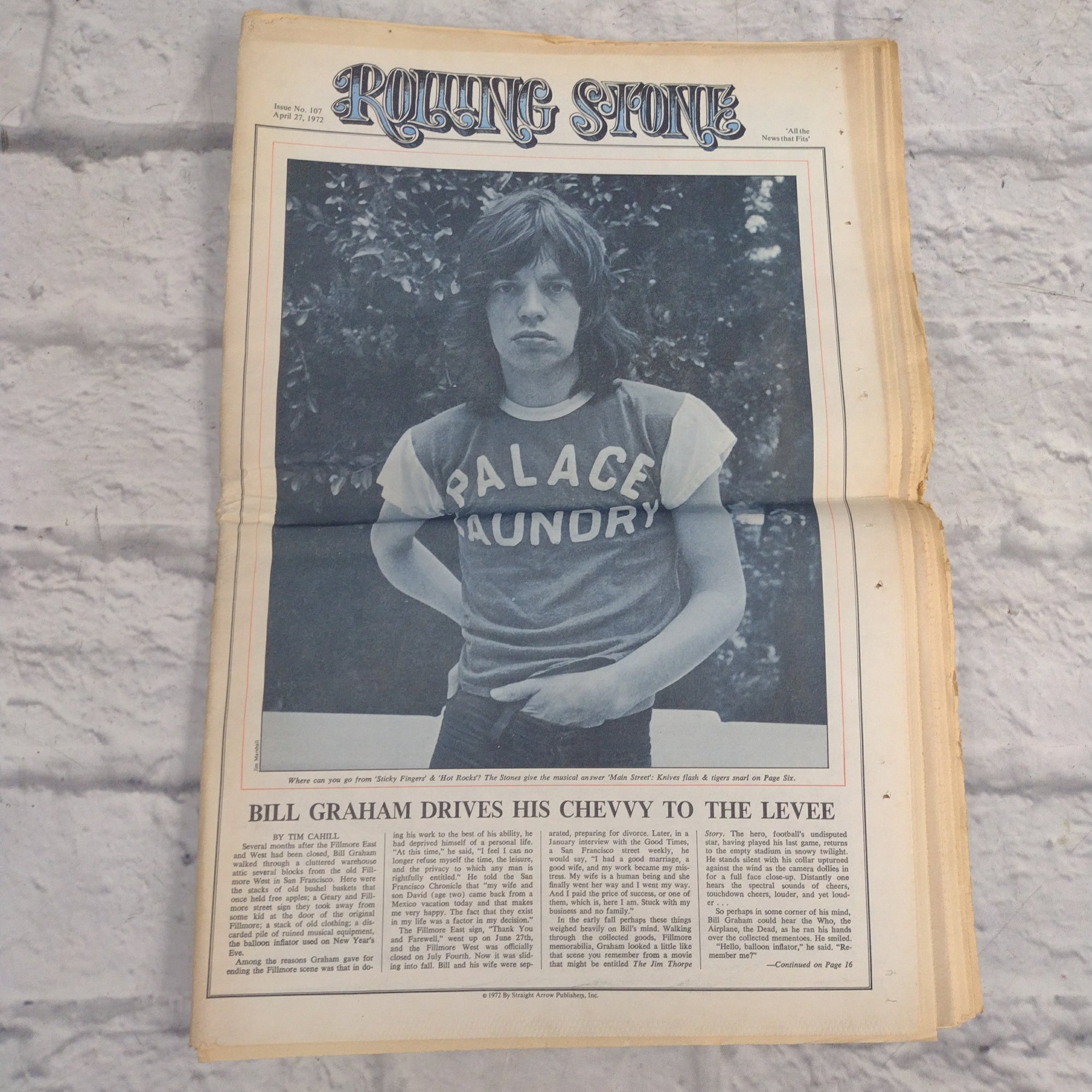 Vintage Rolling Stone Magazine - No 107 April 27 1972 - Marvin Gaye Mick Jagger Cover