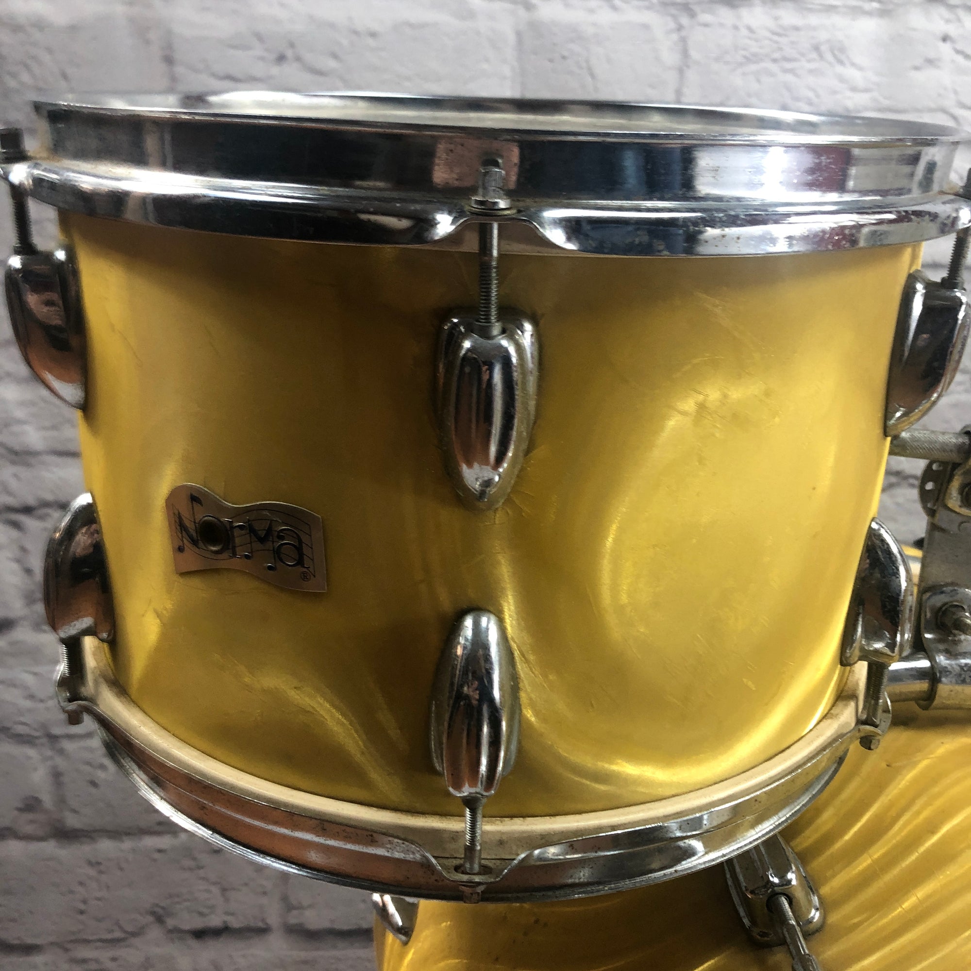 Vintage MIJ Norma 3 Pc Drum Set Gold Satin Flame