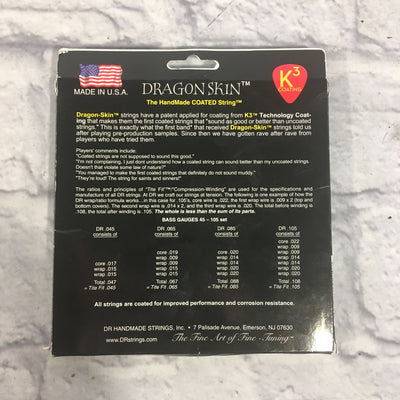 DR Dragon Skin Silver Coated 4 String Medium Electric Bass Strings 45-105
