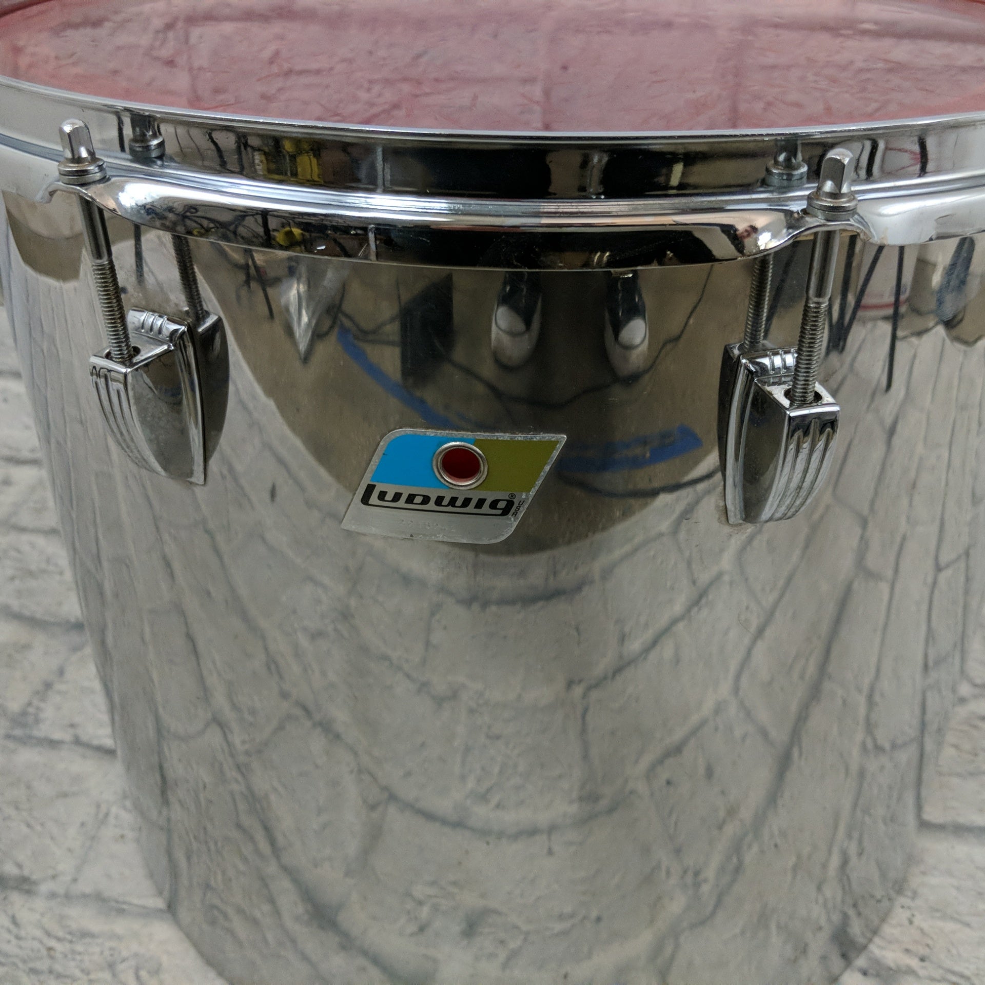 Ludwig Stainless Steel Drum 16x14 Olive Badge