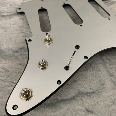 WD 11-Hole Partially Wired Strat Pickguard - Simulated Brushed Metal