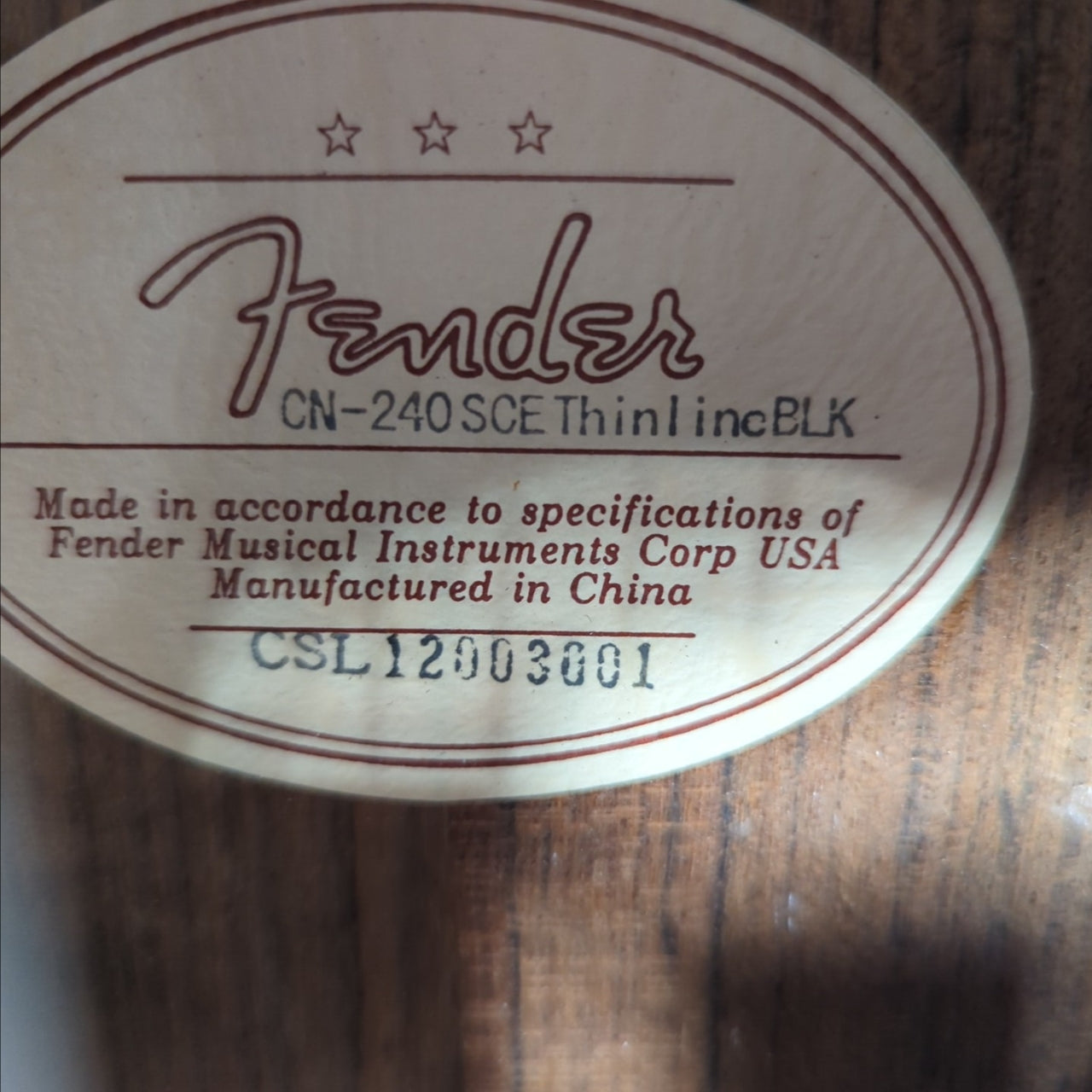 Fender CN-240SCE Thinline BLK Acoustic Guitar