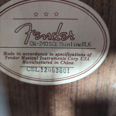 Fender CN-240SCE Thinline BLK Acoustic Guitar
