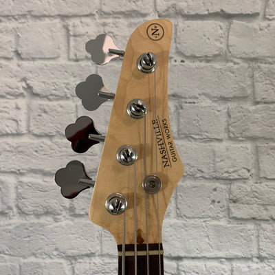 Nashville Guitar Works 210 Electric P Bass - Black, Rosewood Fretboard