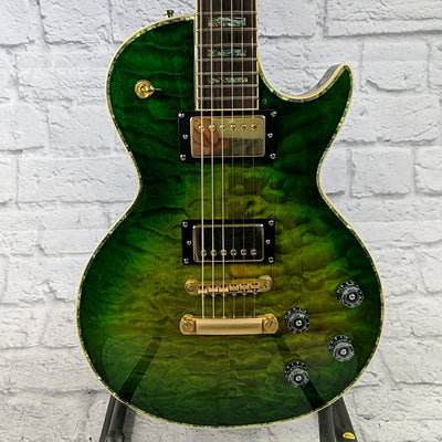Raven West (RWG) RM300DX Lizard Quilt LP Style Electric Guitar with Seymour Duncans and Hardshell Case