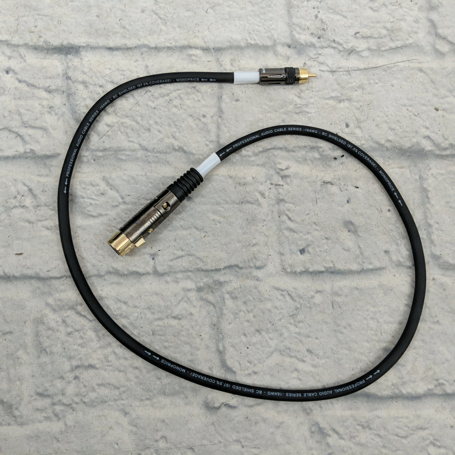 XLR Female to RCA Male Cable - 1.5 Feet - 16AWG Shielded