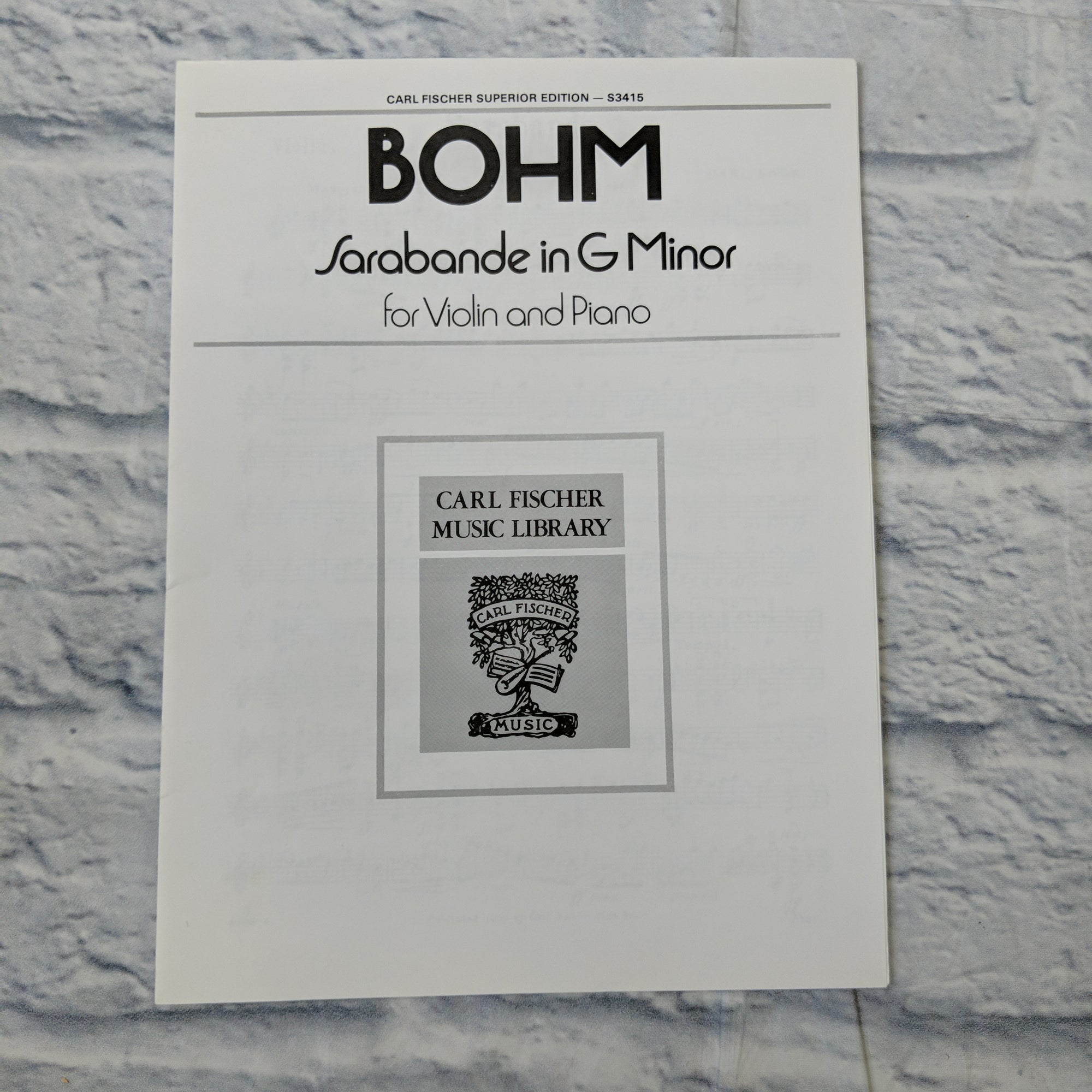 Bohm Sarabande in G Minor for violin and piano