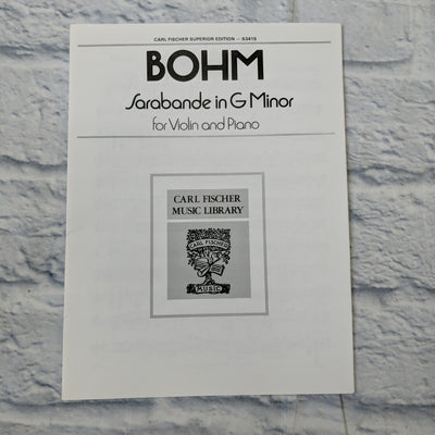 Bohm Sarabande in G Minor for violin and piano