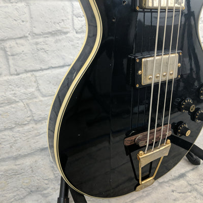 Vintage National 4 String Bass Single Cutaway (LP 477-2B) 70's Black with Binding
