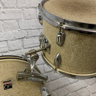 MIJ Drum Mate 3pc Champagne / Gold Sparkle Drum Set Kit
