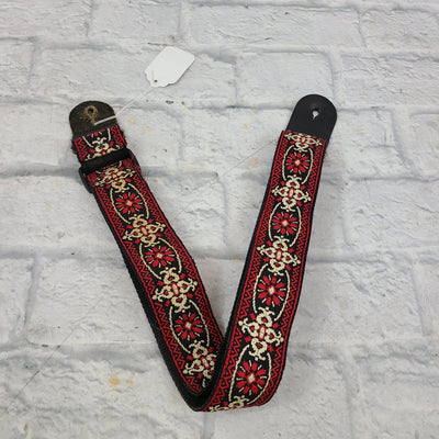 Red-and-White Woven Guitar Strap