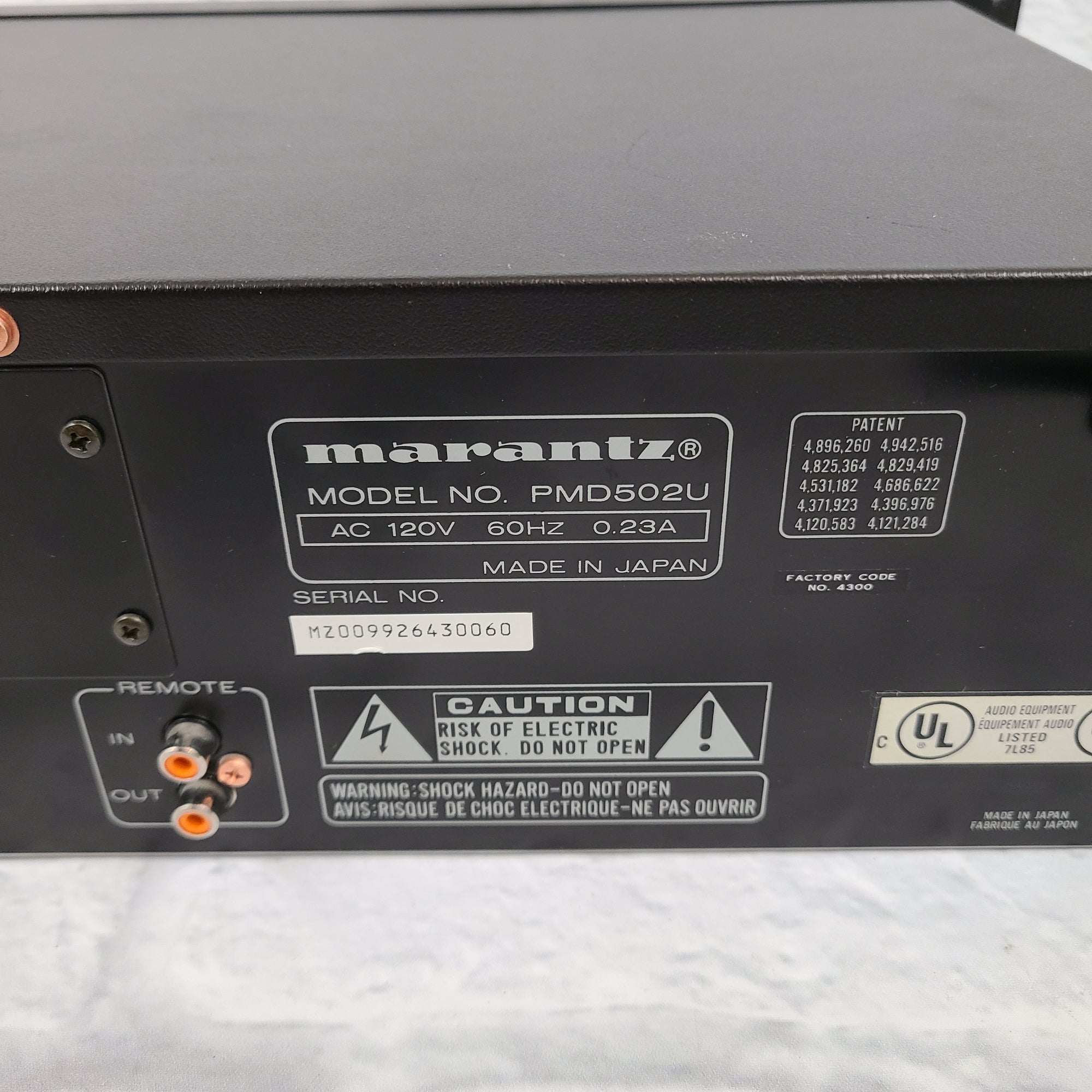 Marantz PMD502　業務用カセットデッキ Marantz PMD502 業務用カセットデッキ（Marantz PMD502 業務用
