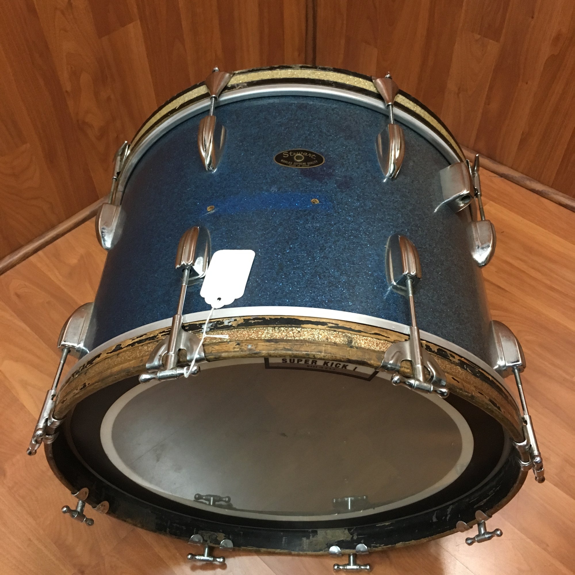 Stewart 20" X 14" Blue Sparkle Bass Drum 1960s