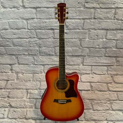 Crestwood 2017EQCS Solid Body Acoustic-Electric Guitar - Cherry Sunburst