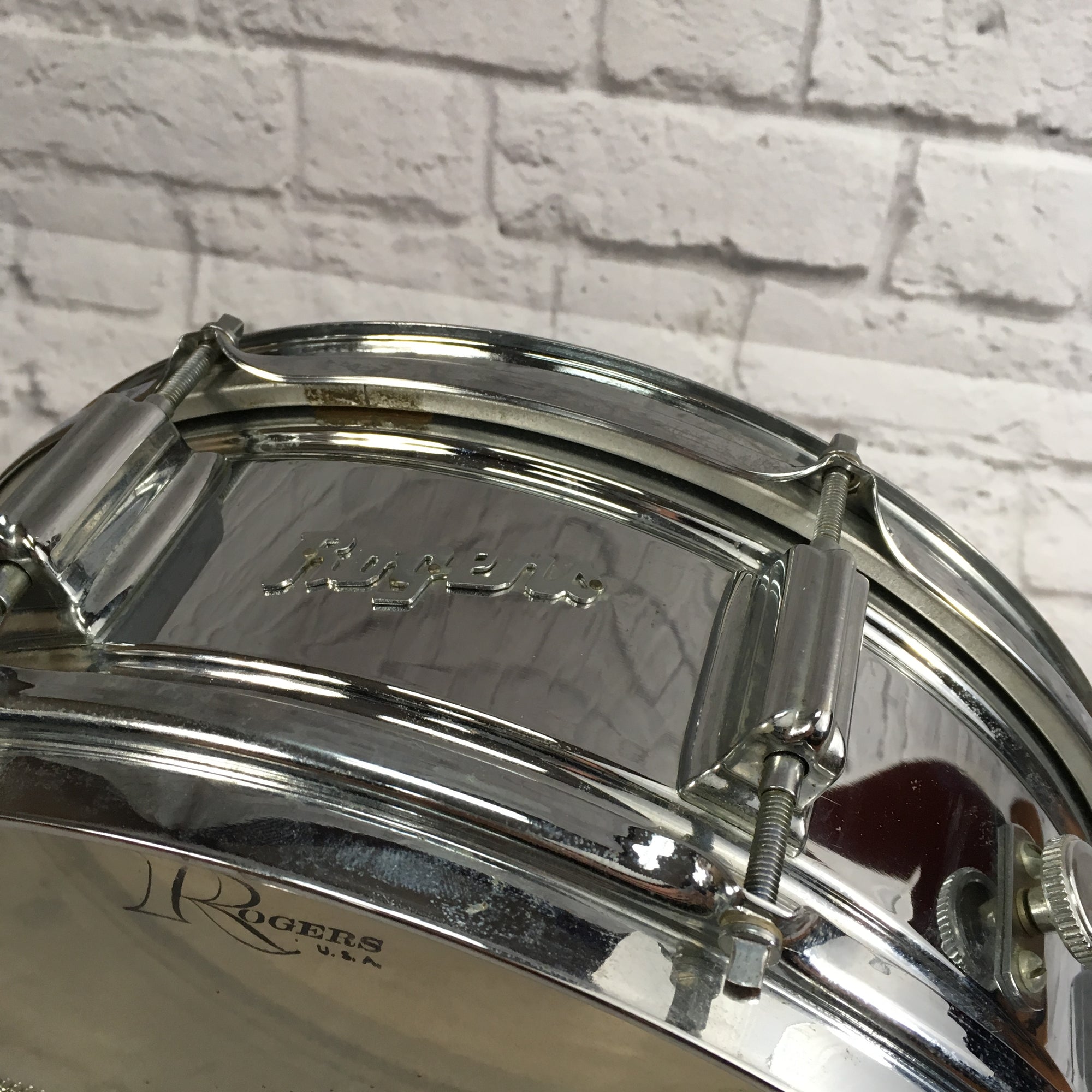 Rogers 5x14 Powertone Chrome over Brass Snare