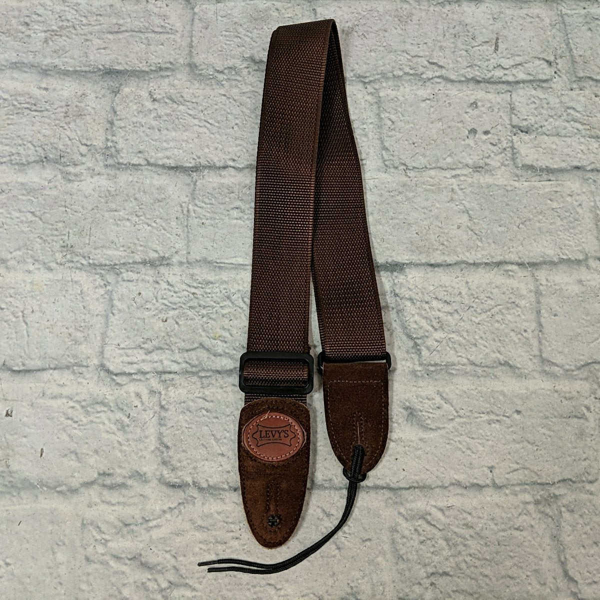 Levy's MSS8 Brown 2" Wide Soft-hand Polypropylene Guitar Strap with Brown Leather Ends