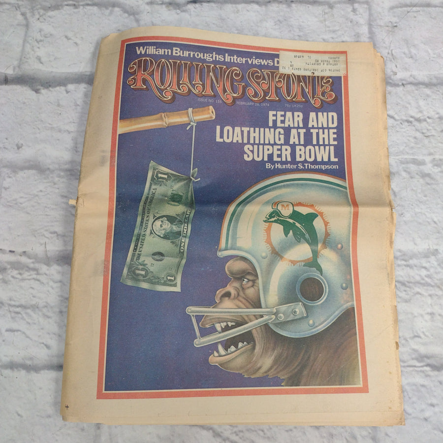 Vintage Rolling Stone Magazine - No 155 February 28 1974 - Fear and Loathing Super Bowl Hunter S. Thompson Cover