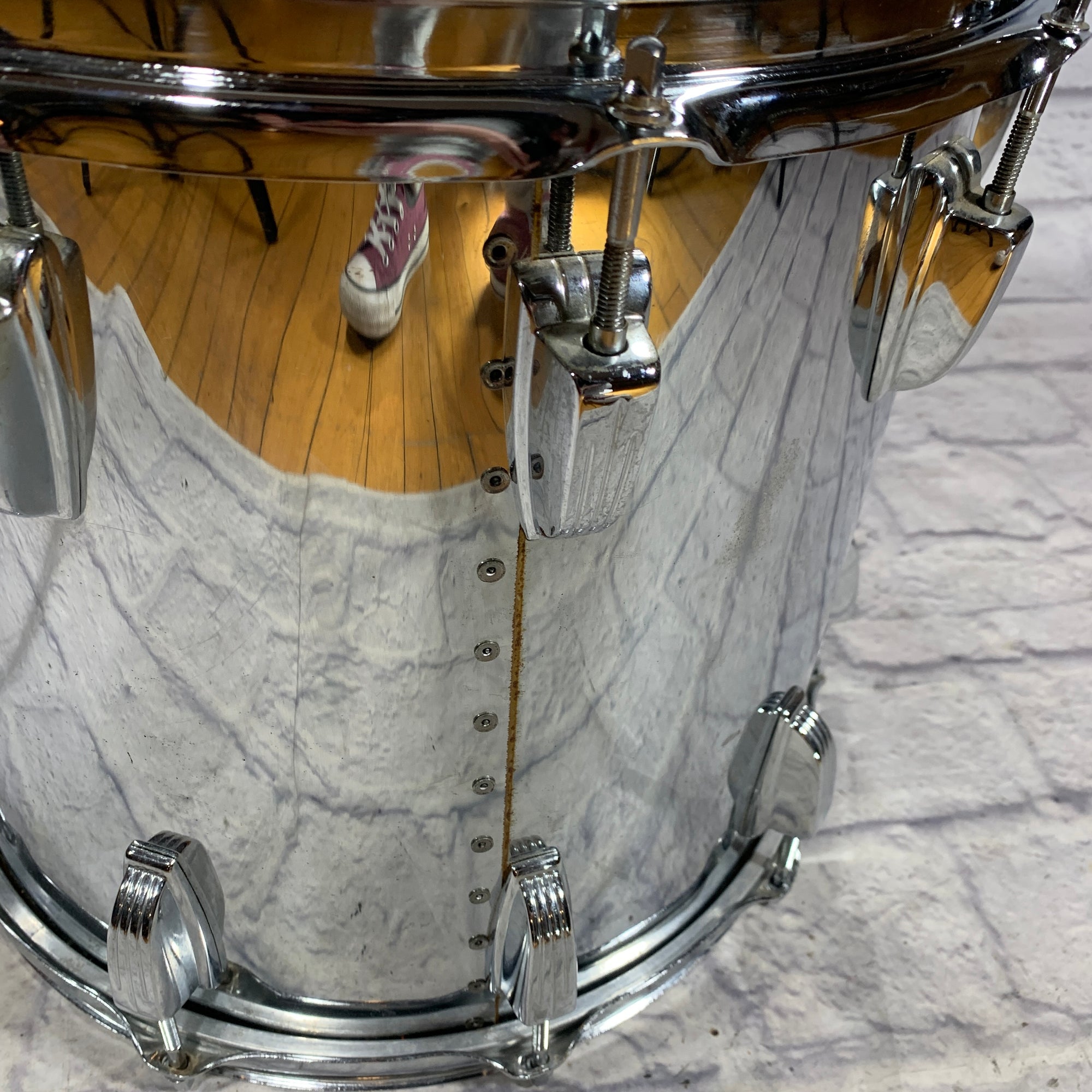 80s Ludwig Transition Badge Chrome over  Wood Rack Tom