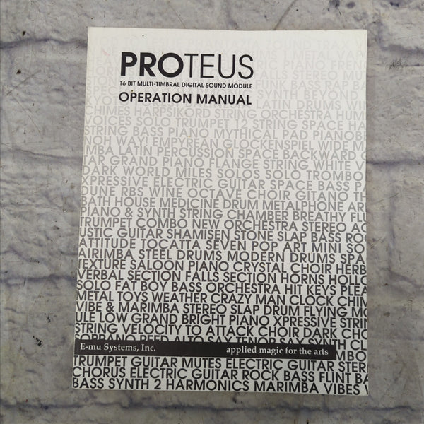EMU E-Mu Proteus Operation Manual - Evolution Music